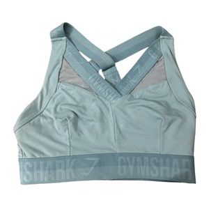 blue gym shark sports bra/top sz medium